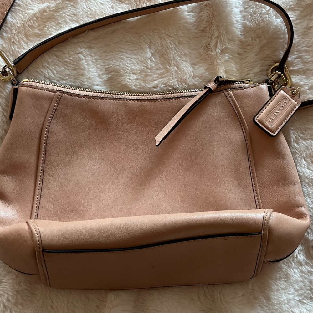 Coach two way neutral LEATHER color handbag